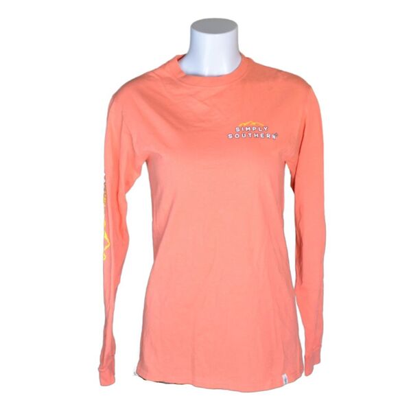 Simply Southern Long Sleeve Tee Coral Goldendoodle Mountains Jeep Jesus Small - Picture 4 of 7